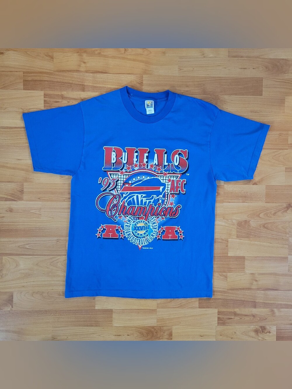 Vintage Buffalo Bills NFL 1994 AFC Champions Blue Graphic Tee, Large